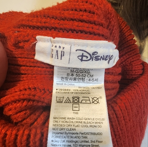 GAP Disney Collaboration Red Pom Pom Beani Hat Size M/XG - Picture 4 of 6